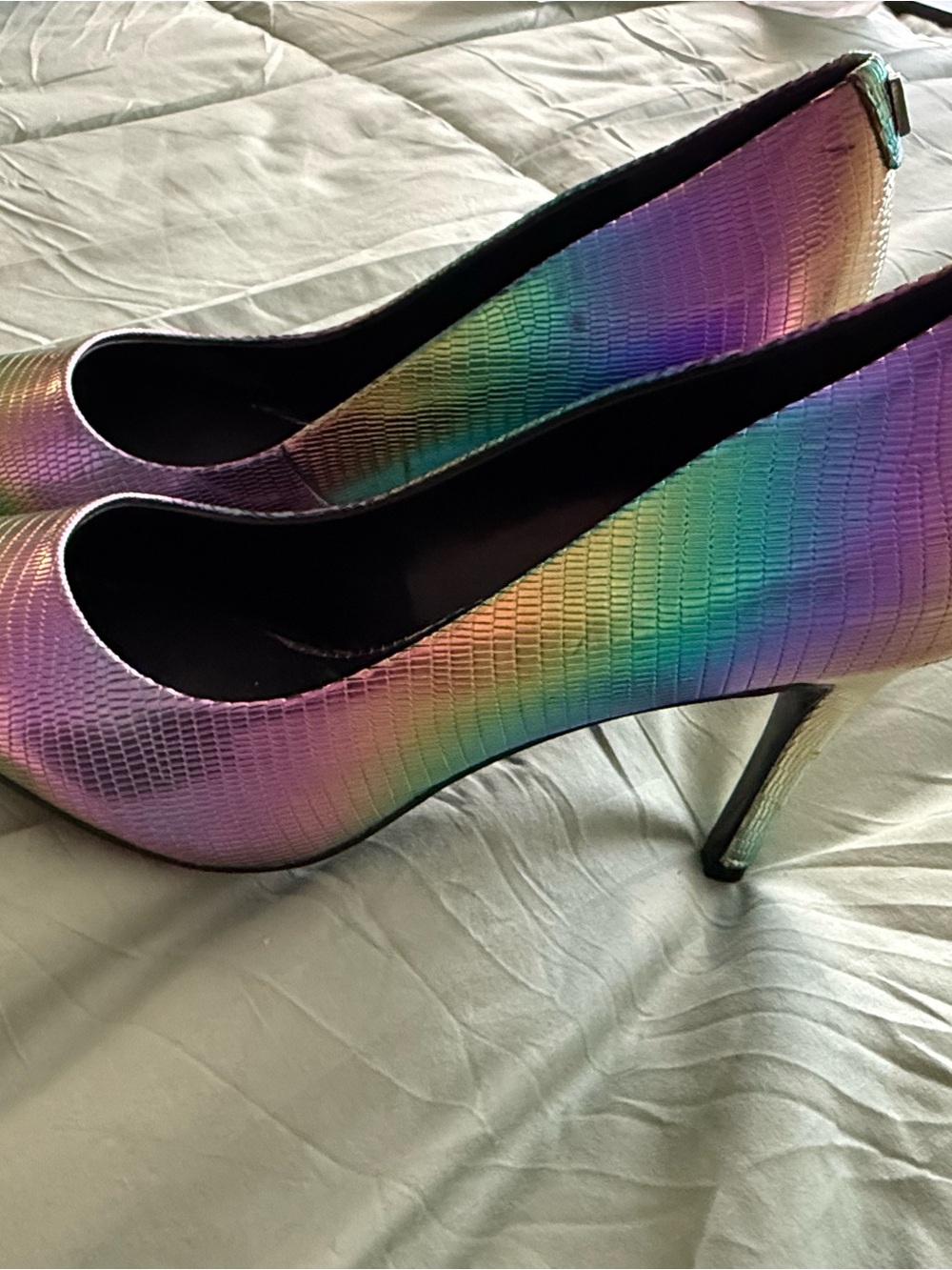Karl Lagerfeld Iridescent Rainbow Textured Pumps
